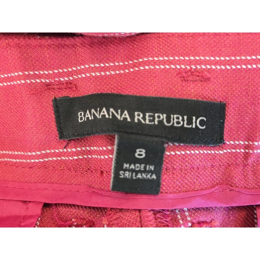 Banana Republic Pants Womens 8 Avery Linen Blend‎ Red Pinstripe Beach Office